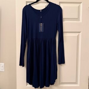 Navy Blue LONGYUAN Long Sleeve Dress NWT Sz small